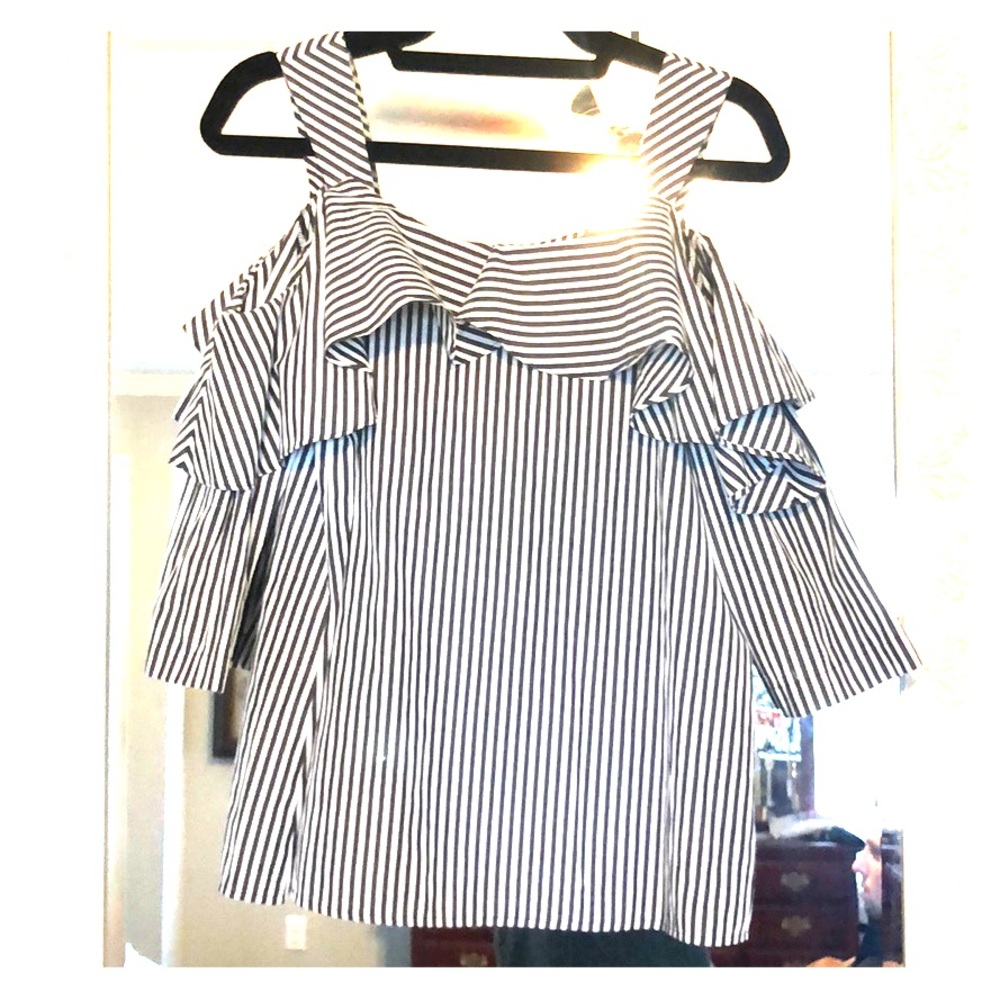 Cold Shoulder Striped Shirt